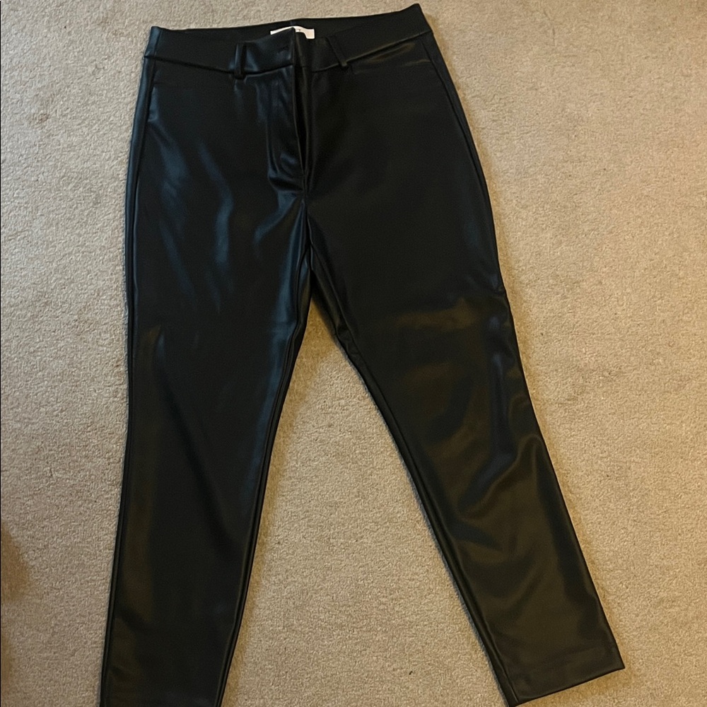 LOFT Black Faux Leather Trousers